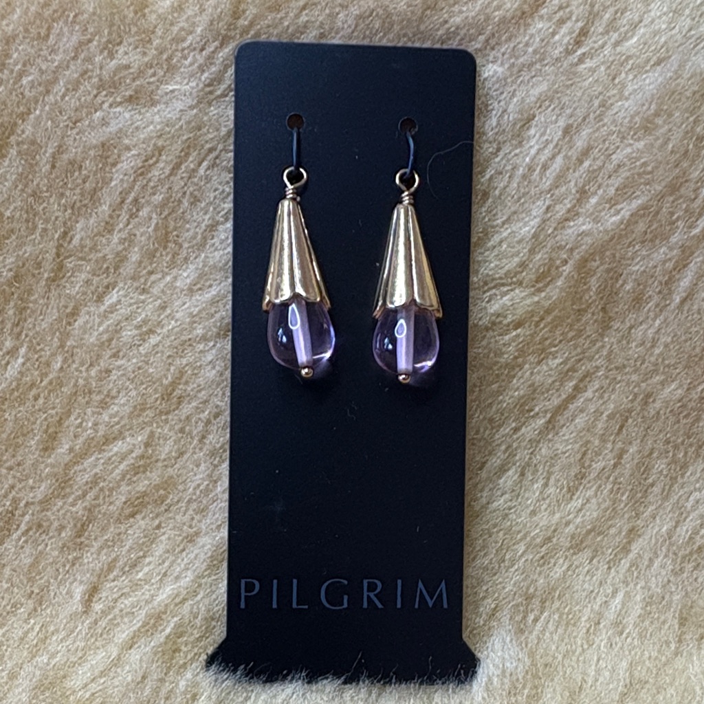 Pilgrim Set Of 2 Gold Tone And Pink Glass Teardrop Charms 12$
